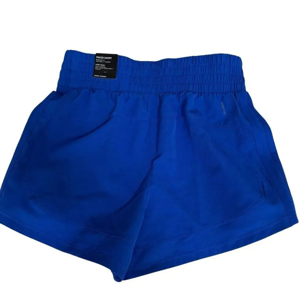Adidas high rise AeroReady Pacer Training  Shorts Lucid Blue 3” inseam sz XS NWT